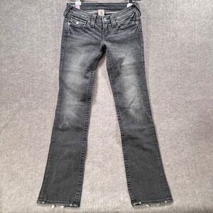 True Religion Womens Jeans Bootcut Gray Distressed Made in USA Size 28